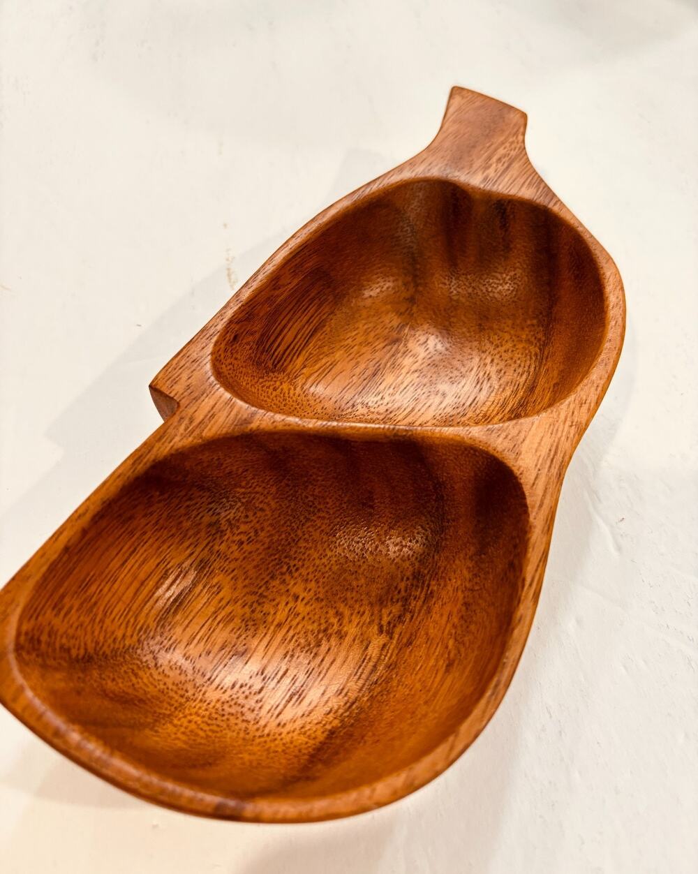 Vintage Monkey Pod Wood Divided Serving Dish Hawaiian Tiki Snack Tray